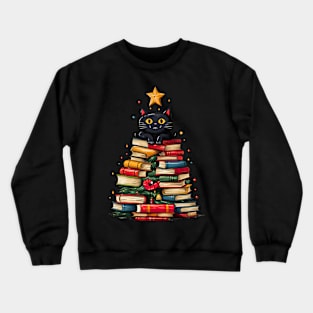 Christmas Cat Books design Crewneck Sweatshirt